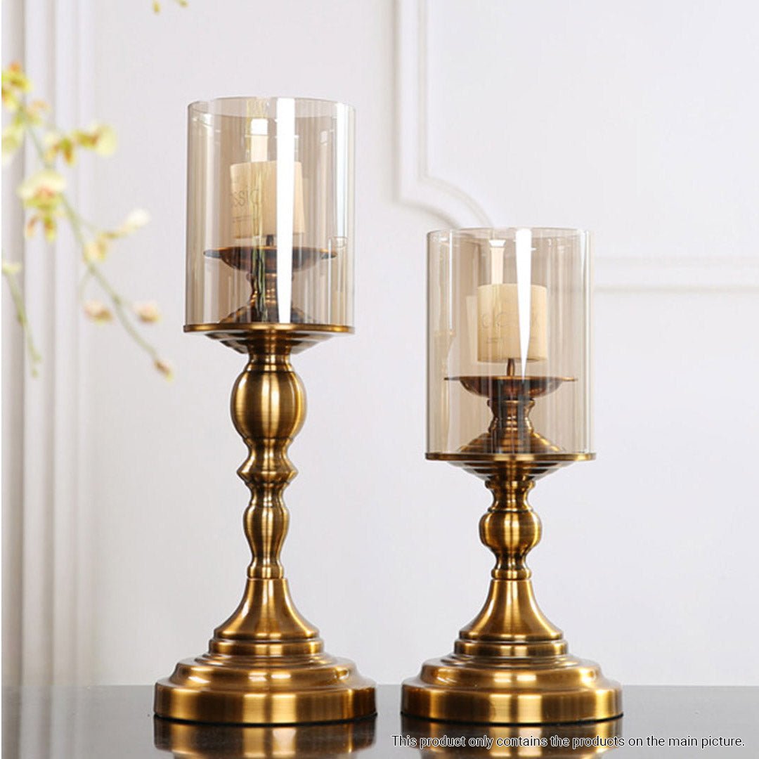 42cm Gold Nordic Deluxe Candlestick Candle Holder Stand Pillar Glass /Iron - AllTech