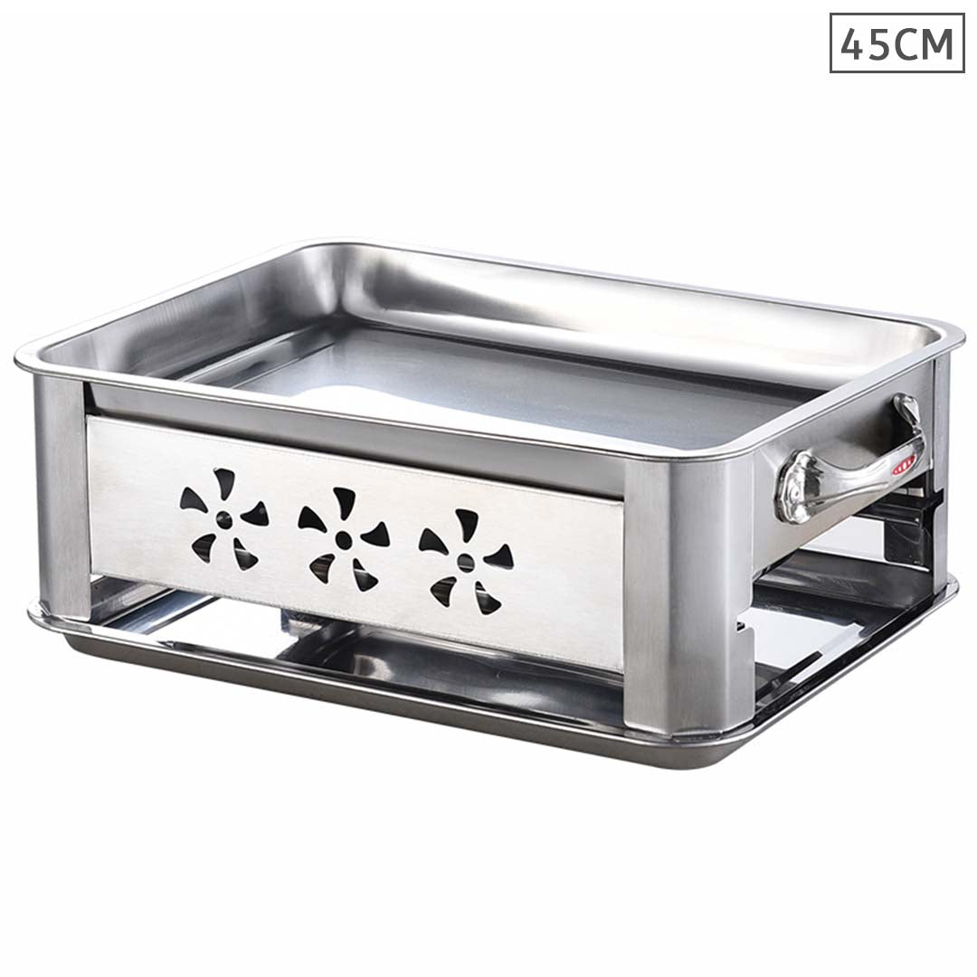 45CM Portable Stainless Steel Outdoor Chafing Dish BBQ Fish Stove Grill Plate - AllTech