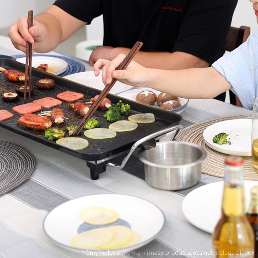 48cm Electric BBQ Grill Teppanyaki Tough Non-stick Surface Hot Plate Kitchen 3-5 Person - AllTech