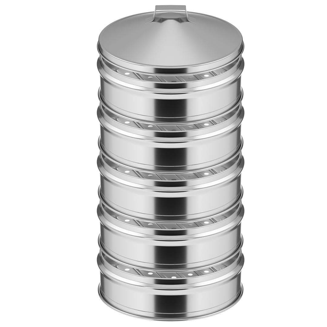 5 Tier Stainless Steel Steamers With Lid Work inside of Basket Pot Steamers 28cm - AllTech