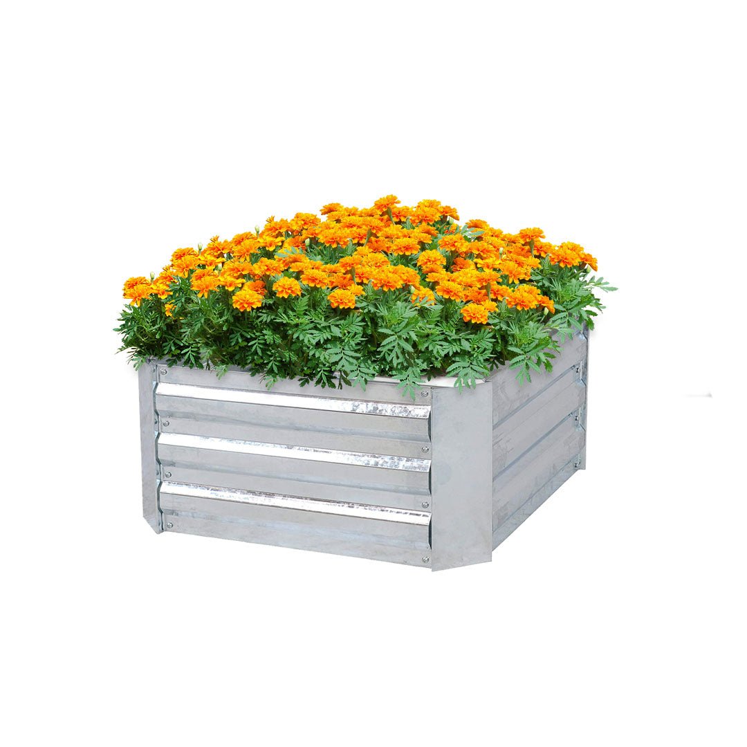 60cm Square Galvanised Raised Garden Bed Vegetable Herb Flower Outdoor Planter Box - AllTech