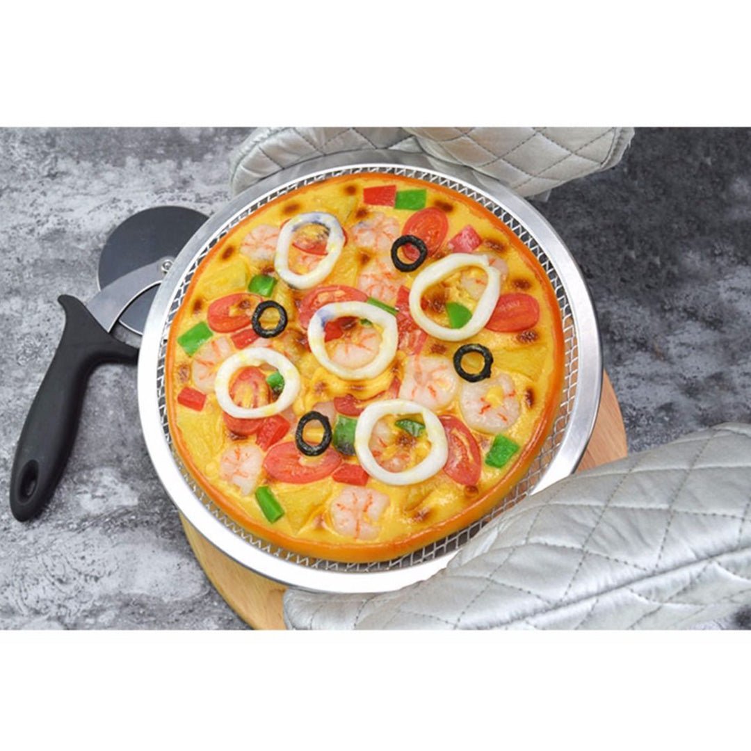 8-inch Round Seamless Aluminium Nonstick Commercial Grade Pizza Screen Baking Pan - AllTech