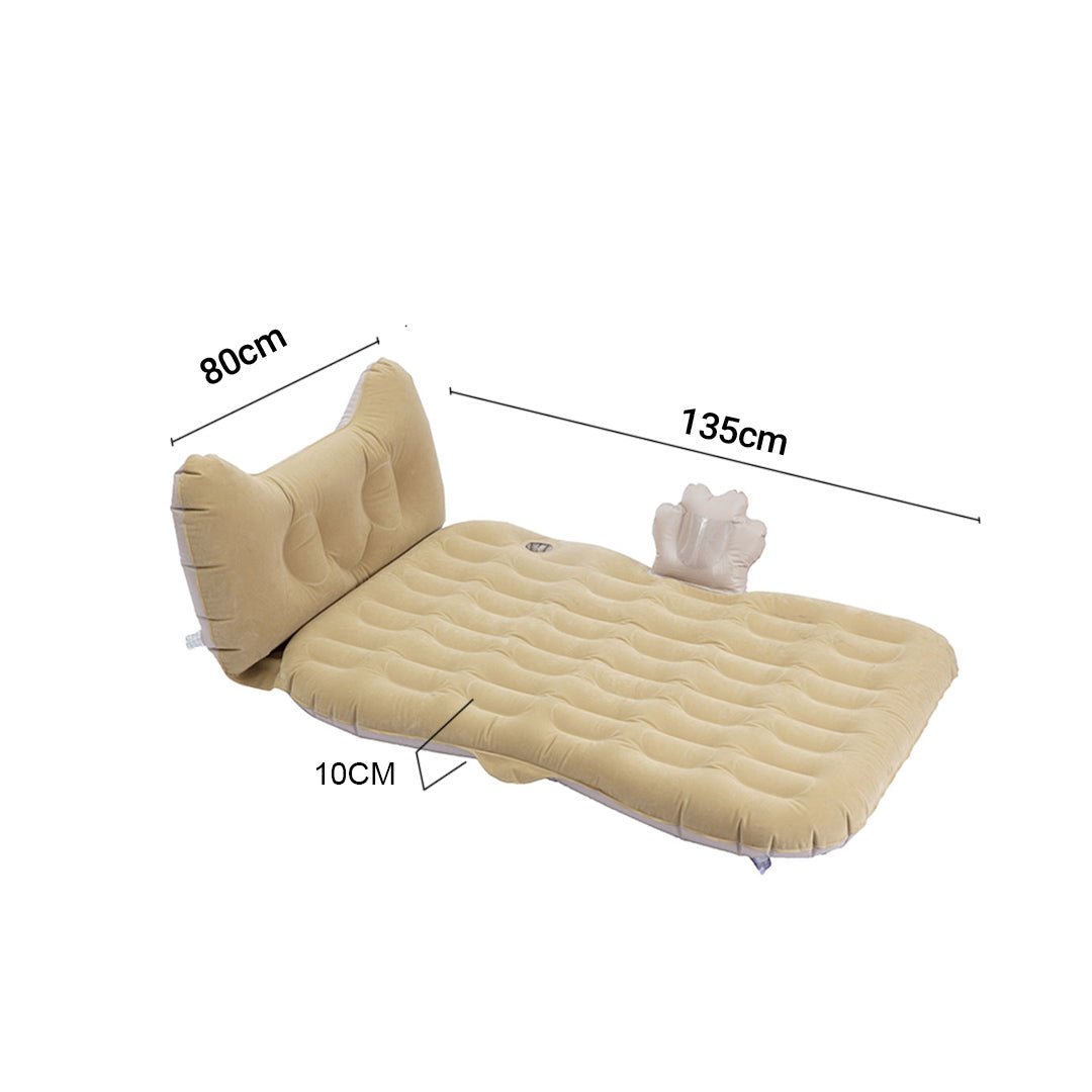 Beige Honeycomb Inflatable Car Mattress Portable Camping Air Bed Travel Sleeping Kit Essentials - AllTech