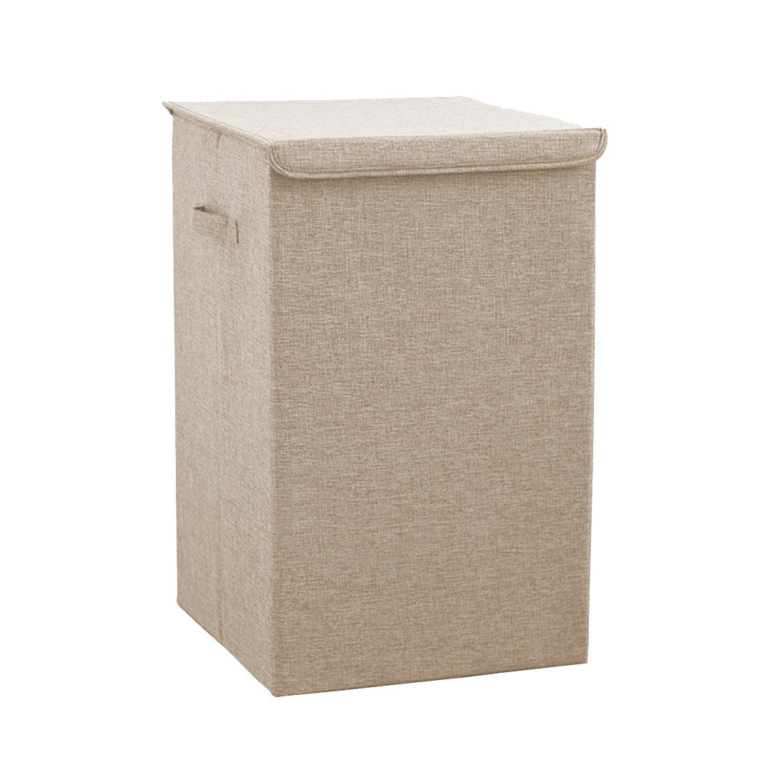 Beige Large Collapsible Laundry Hamper Storage Box Foldable Canvas Basket Home Organiser Decor - AllTech