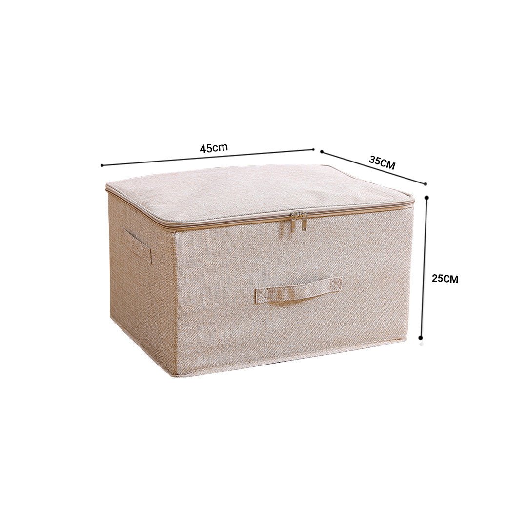 Beige Large Portable Double Zipper Storage Box Moisture Proof Clothes Basket Foldable Home Organiser - AllTech
