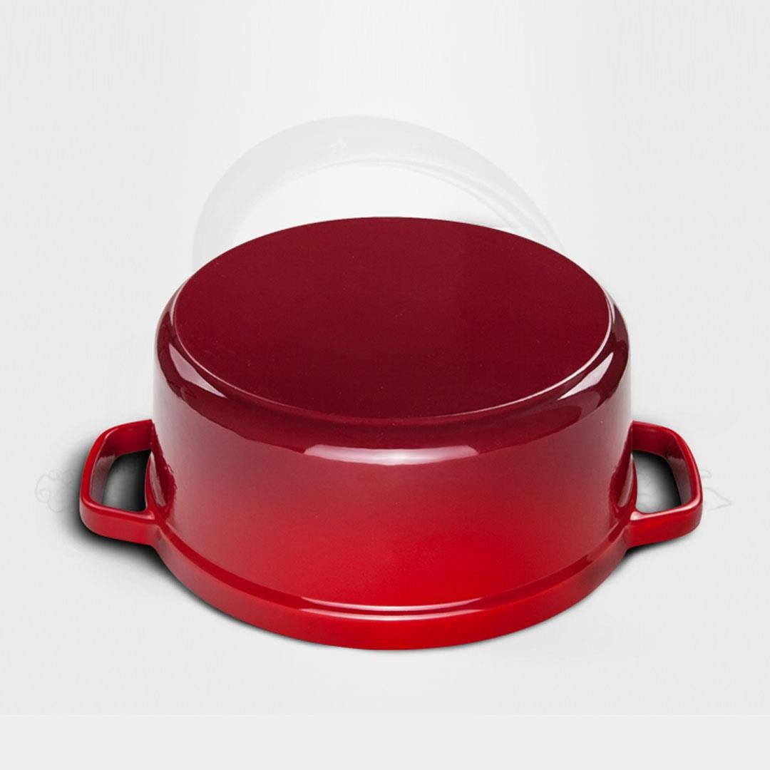 Cast Iron Enamel Porcelain Stewpot Casserole Stew Cooking Pot With Lid 5L Red 26cm - AllTech