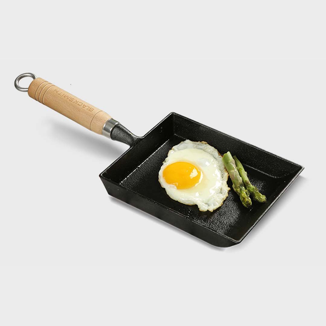 Cast Iron Tamagoyaki Japanese Omelette Egg Frying Skillet Fry Pan Wooden Handle - AllTech