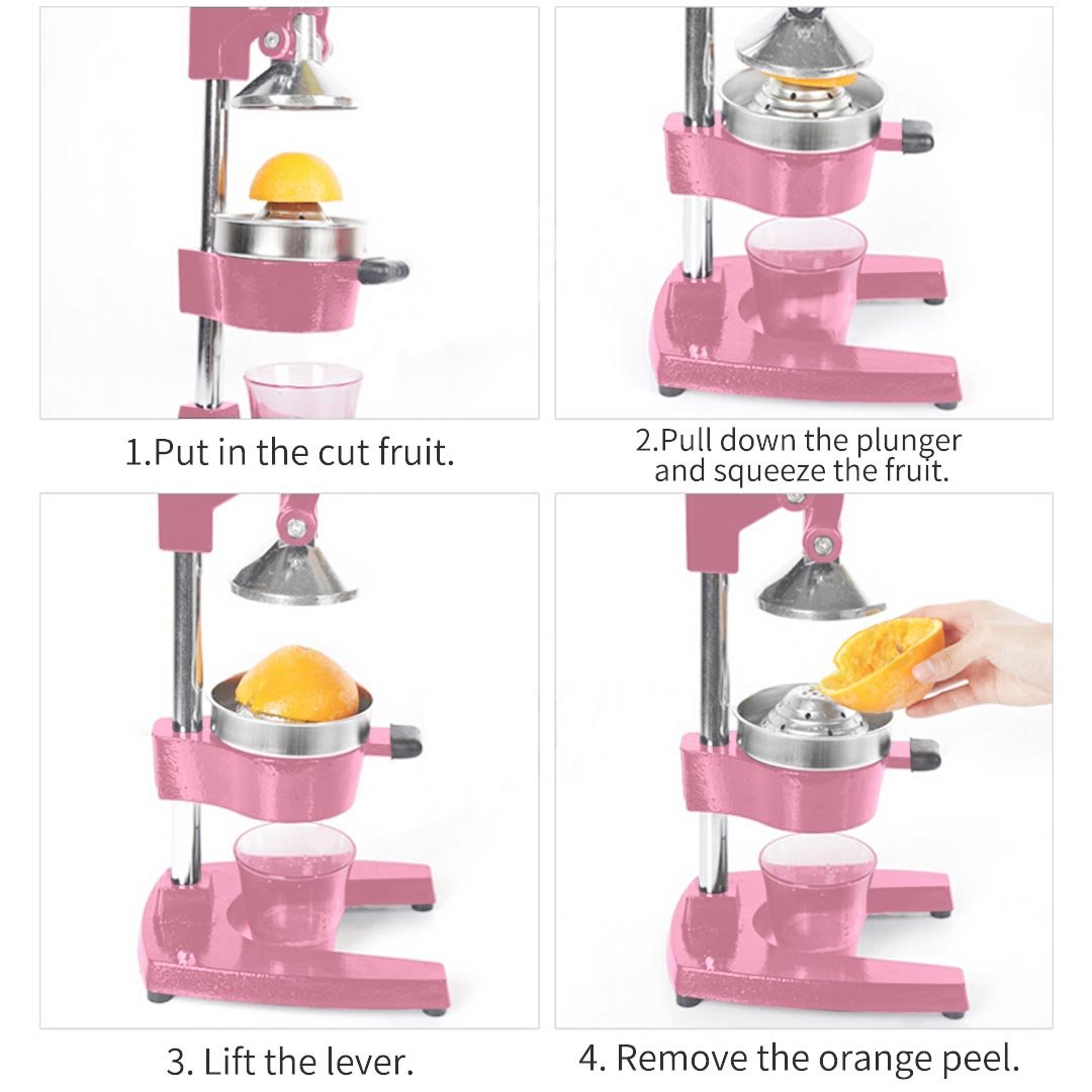 Commercial Manual Juicer Hand Press Juice Extractor Squeezer Orange Citrus Pink - AllTech