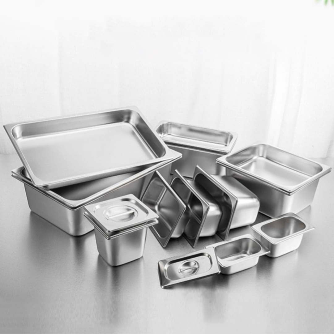 Gastronorm GN Pan Full Size 1/2 GN Pan 10cm Deep Stainless Steel Tray With Lid - AllTech
