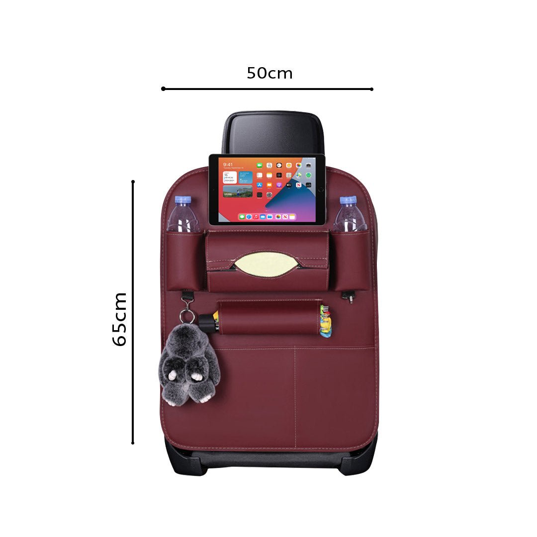 PVC Leather Car Back Seat Storage Bag Multi-Pocket Organizer Backseat and iPad Mini Holder Red - AllTech