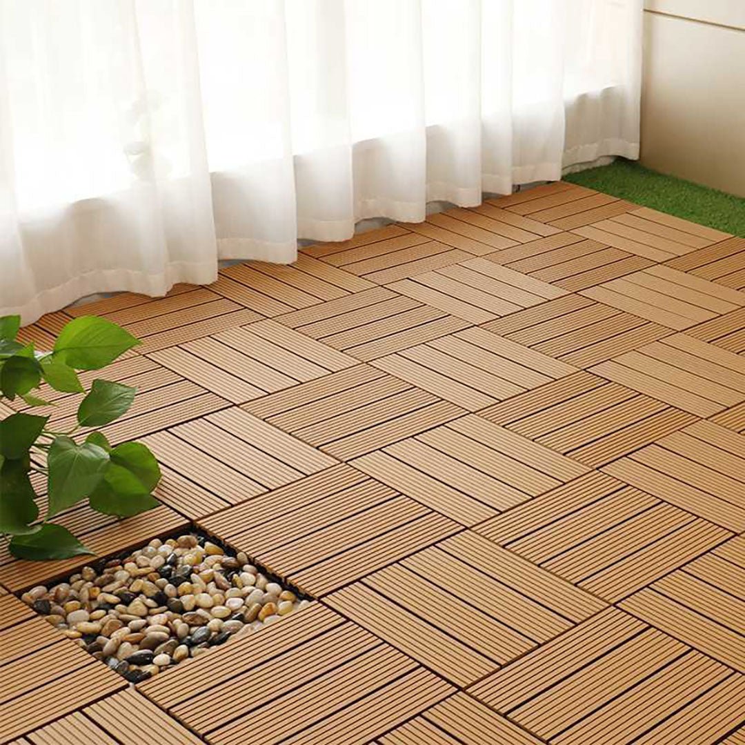 SOGA 11 pcs Coffee DIY Wooden Composite Decking Tiles Garden Outdoor Backyard Flooring Home Decor - AllTech