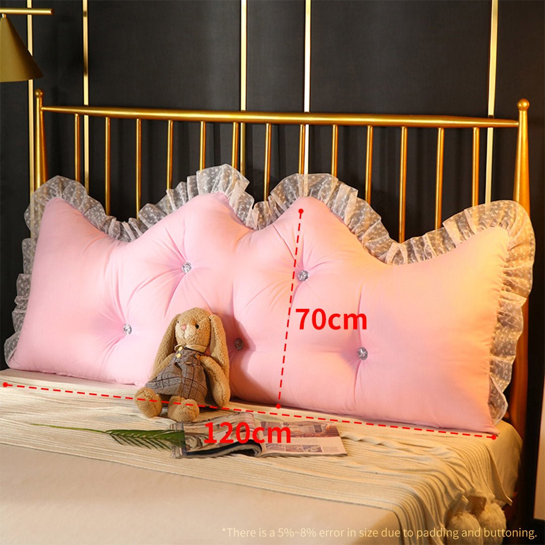 SOGA 120cm Pink Princess Bed Pillow Headboard Backrest Bedside Tatami Sofa Cushion with Ruffle Lace Home Decor - AllTech