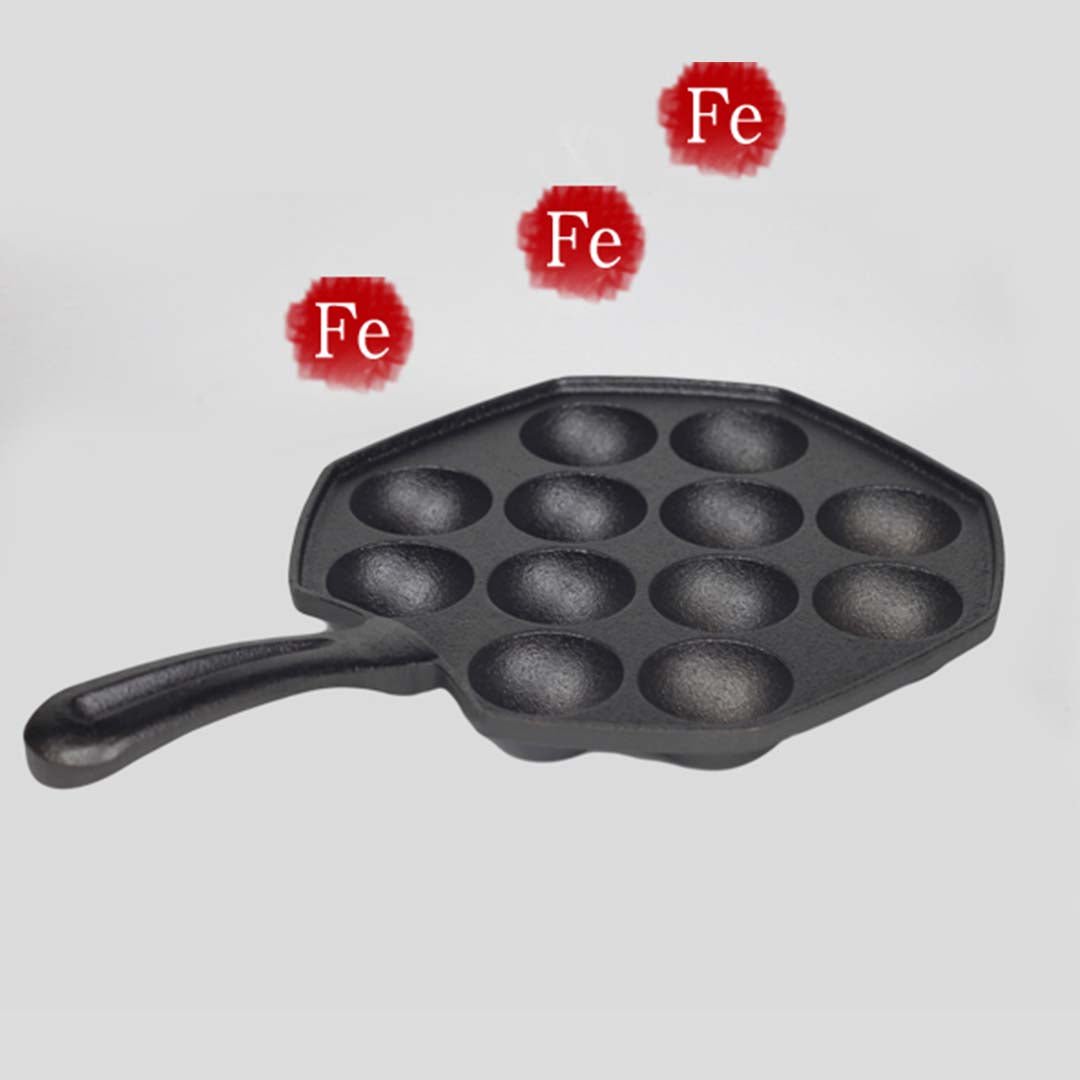 SOGA 18CM Cast Iron Takoyaki Fry Pan Octopus Balls Maker 12 Hole Cavities Grill Mold - AllTech
