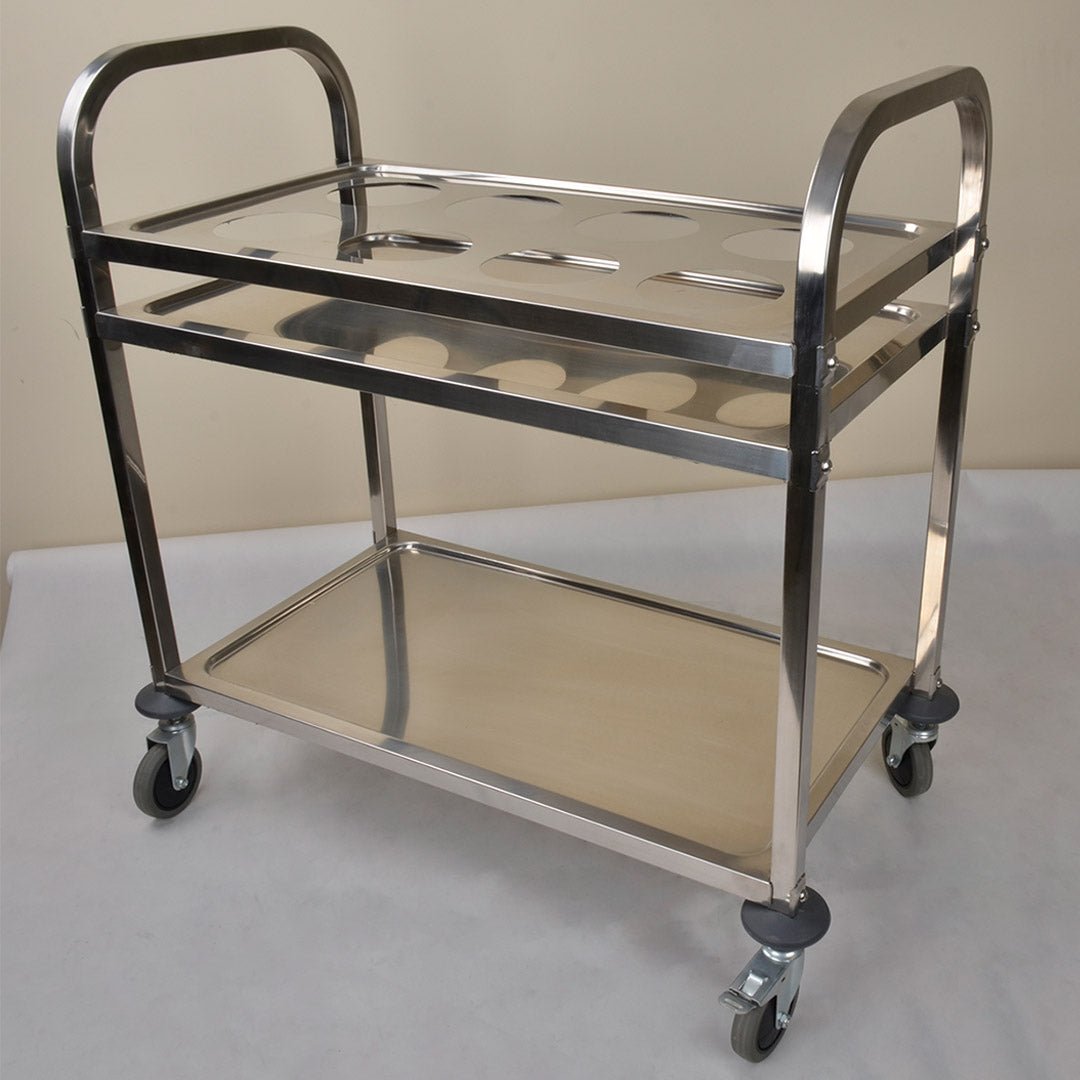 SOGA 2 Tier Stainless Steel 8 Compartment Kitchen Seasoning Car Service Trolley Condiment Holder Cart Spice Bowl - AllTech