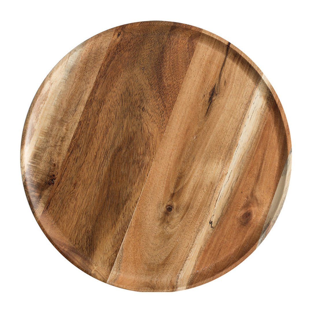 SOGA 20cm Brown Round Wooden Centerpiece Serving Tray Board Home Decor - AllTech
