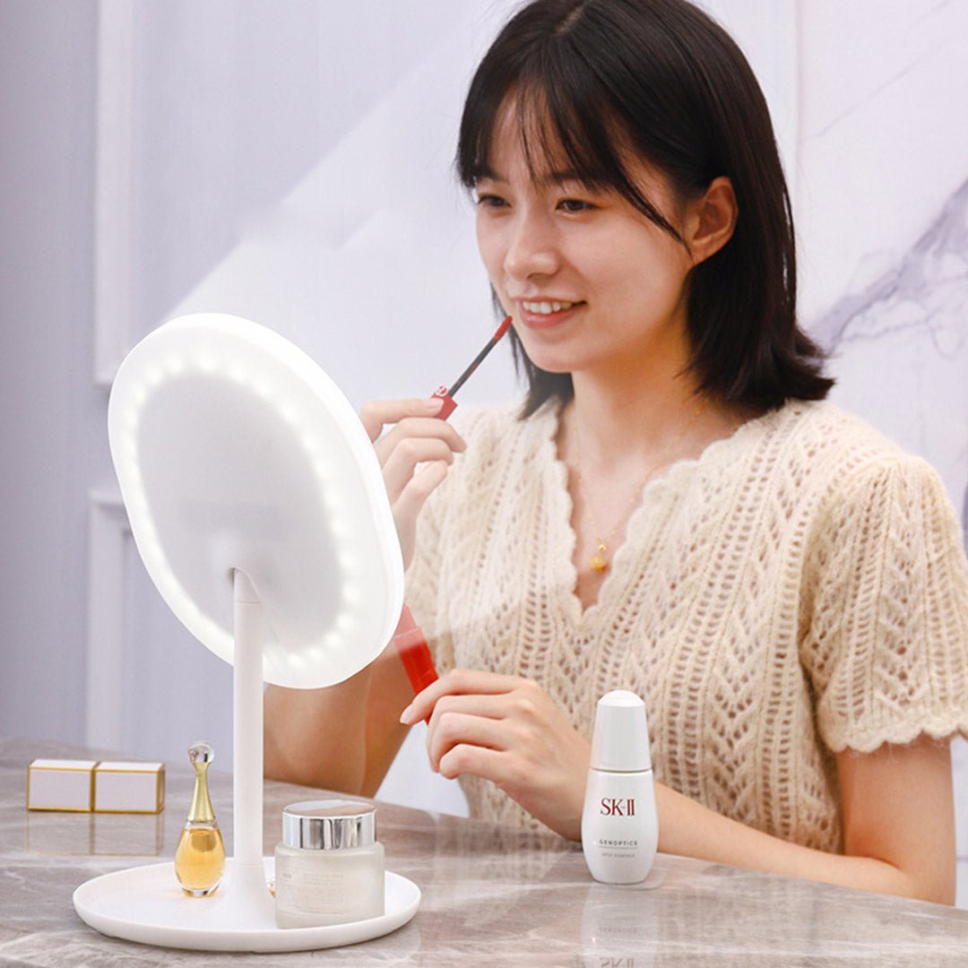 SOGA 20cm White Rechargeable LED Light Makeup Mirror Tabletop Vanity Home Decor - AllTech
