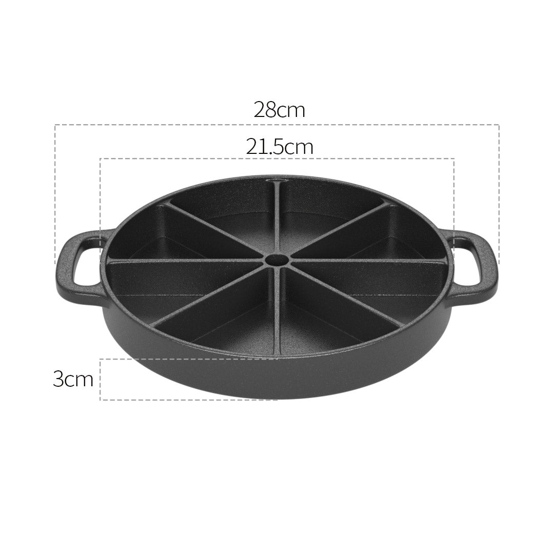 SOGA 21.5CM Round Cast Iron Baking Wedge Pan Cornbread Cake 8-Slice Baking Dish with Handle - AllTech