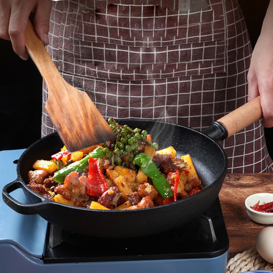 SOGA 25cm Round Cast Iron Frying Pan Skillet Steak Sizzle Platter with Helper Handle - AllTech