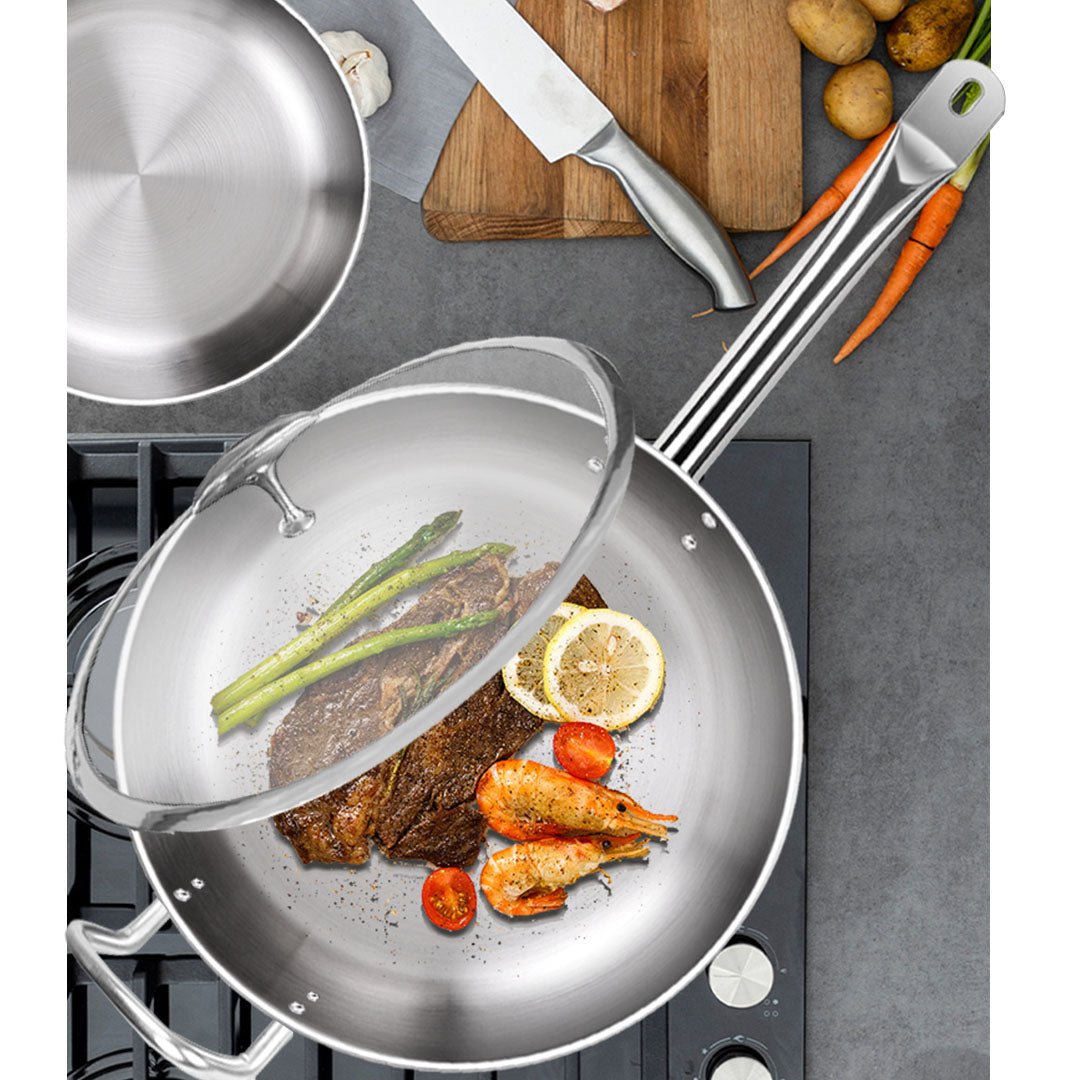 SOGA 26cm Stainless Steel Saucepan Sauce pan with Glass Lid and Helper Handle Triple Ply Base Cookware - AllTech