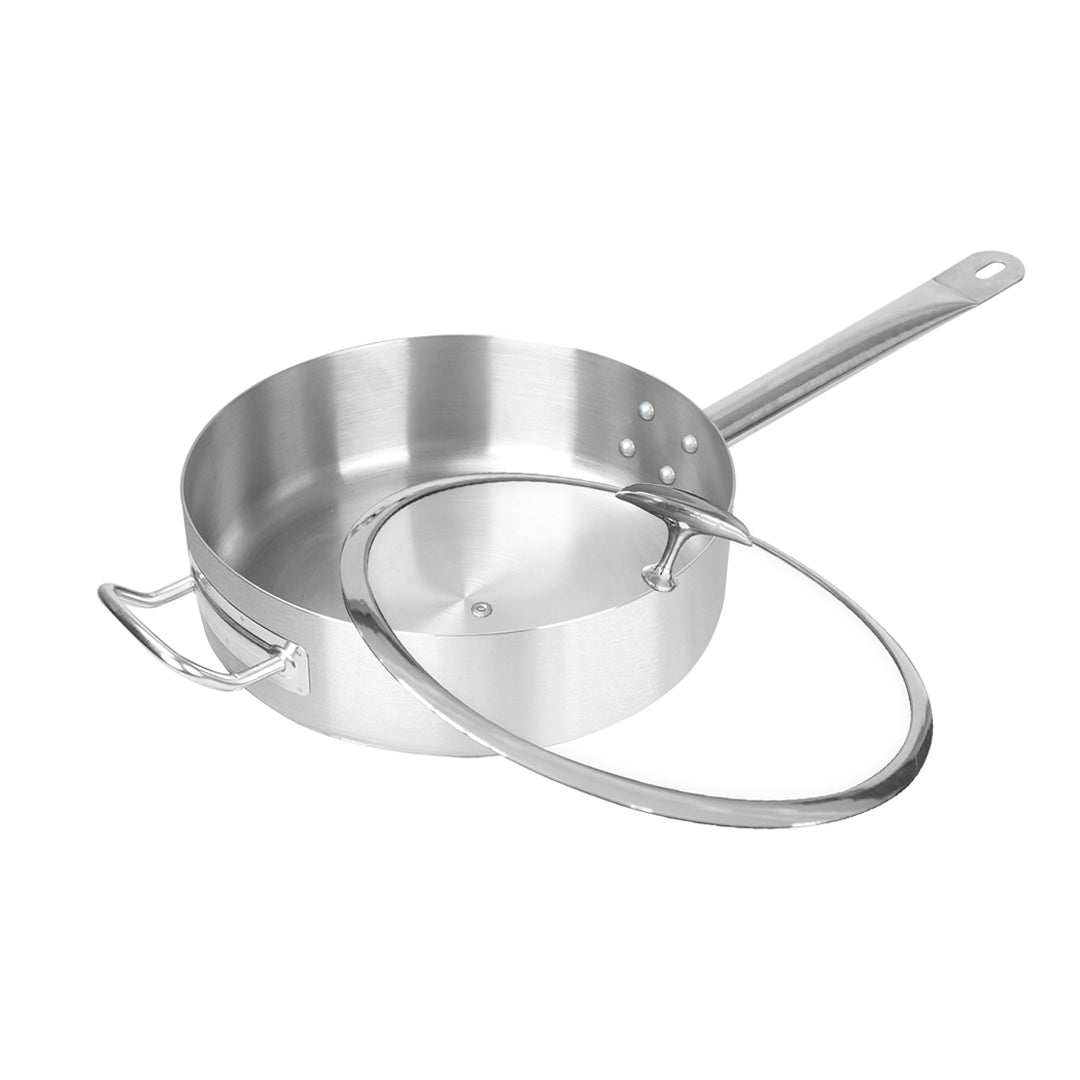 SOGA 26cm Stainless Steel Saucepan Sauce pan with Glass Lid and Helper Handle Triple Ply Base Cookware - AllTech