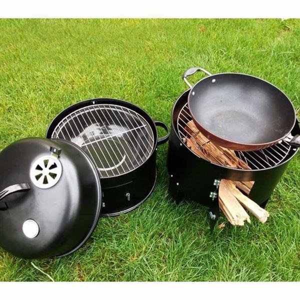 SOGA 3 In 1 Barbecue Smoker Outdoor Charcoal BBQ Grill Camping Picnic Fishing - AllTech