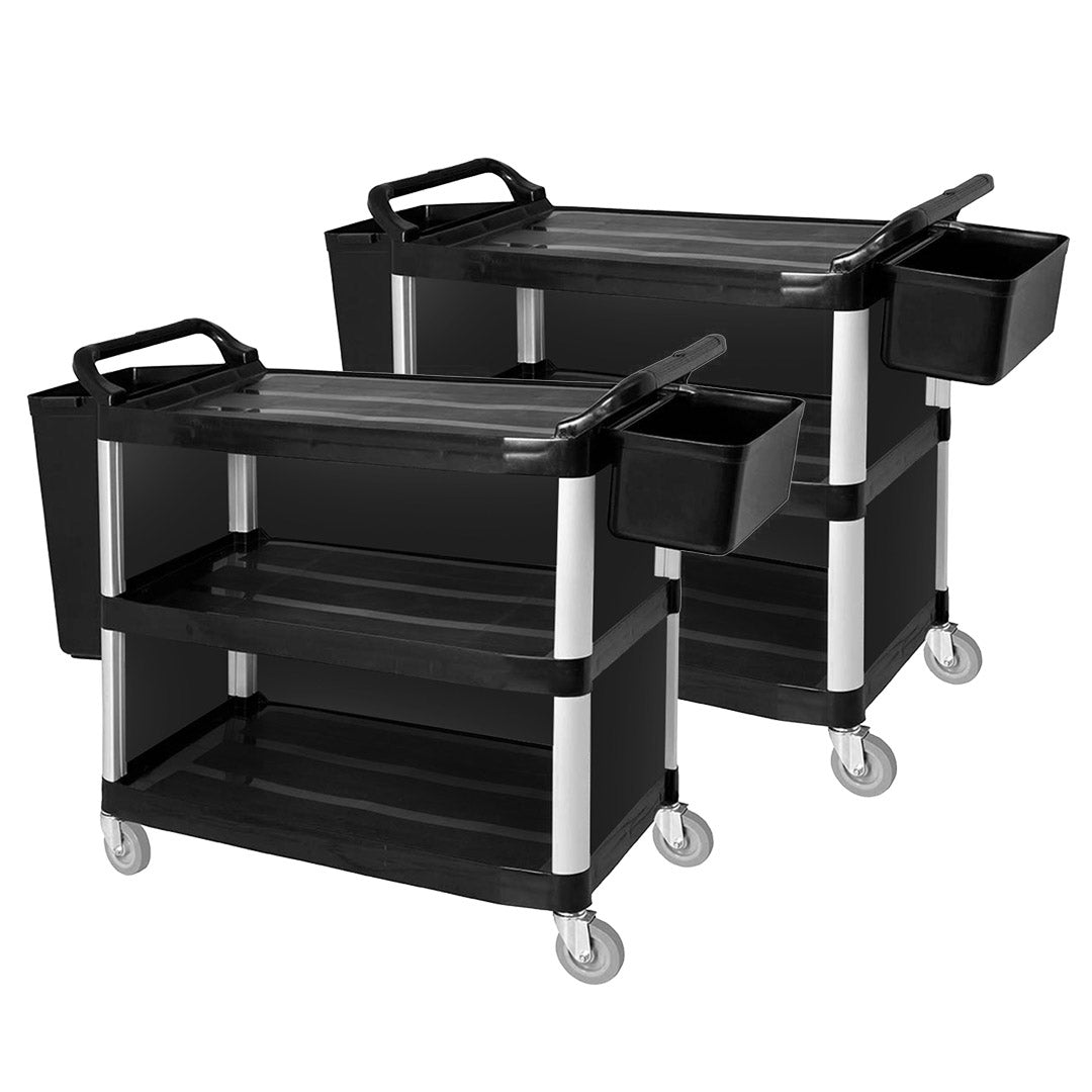 SOGA 3 Tier Covered Food Trolley Food Waste Cart Storage Mechanic Kitchen with Bins - AllTech