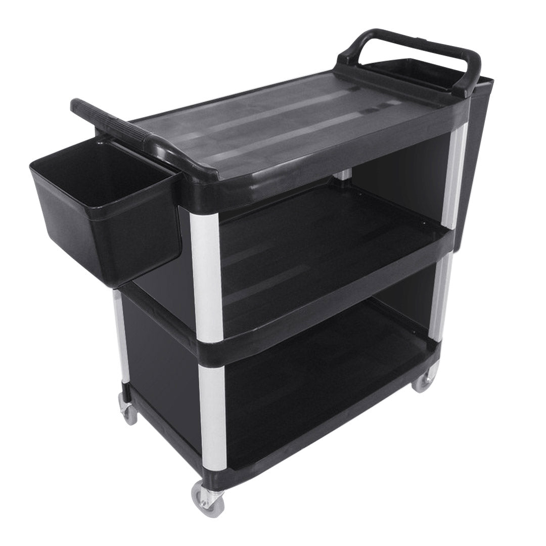 SOGA 3 Tier Covered Food Trolley Food Waste Cart Storage Mechanic Kitchen with Bins - AllTech