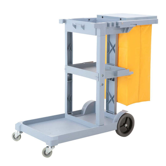 SOGA 3 Tier Multifunction Janitor Cleaning Waste Cart Trolley and Waterproof Bag with Lid - AllTech