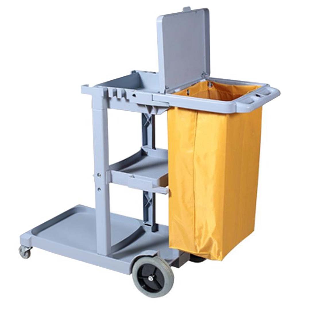 SOGA 3 Tier Multifunction Janitor Cleaning Waste Cart Trolley and Waterproof Bag with Lid - AllTech
