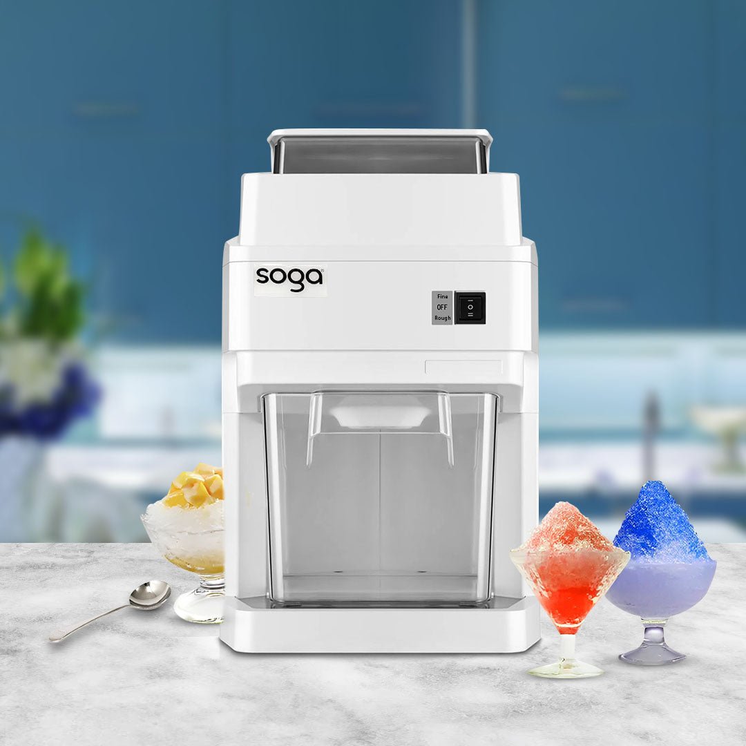SOGA 300 Watts Electric Ice Shaver Crusher Slicer Snow Cone Maker Commercial Tabletop Machine 120kgs/h White - AllTech