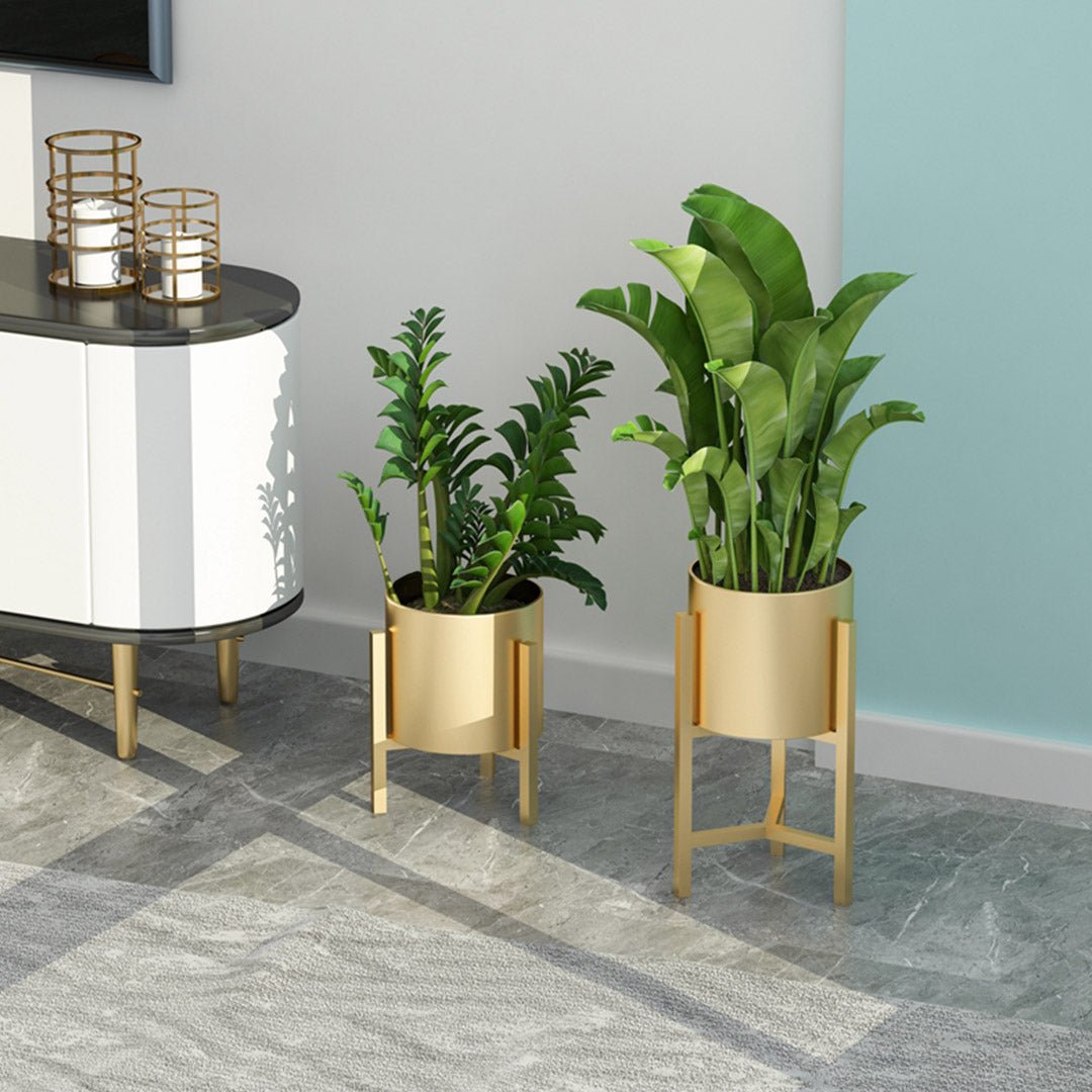 SOGA 30cm Gold Metal Plant Stand with Flower Pot Holder Corner Shelving Rack Indoor Display - AllTech