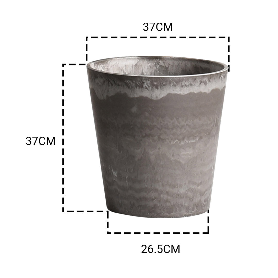 SOGA 37cm Rock Grey Round Resin Tapered Plant Flower Pot in Cement Pattern Planter Cachepot for Indoor Home Office - AllTech
