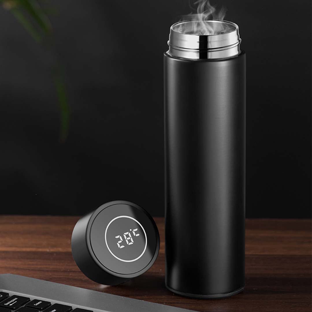 SOGA 500ML Stainless Steel Smart LCD Thermometer Display Bottle Vacuum Flask Thermos Black - AllTech