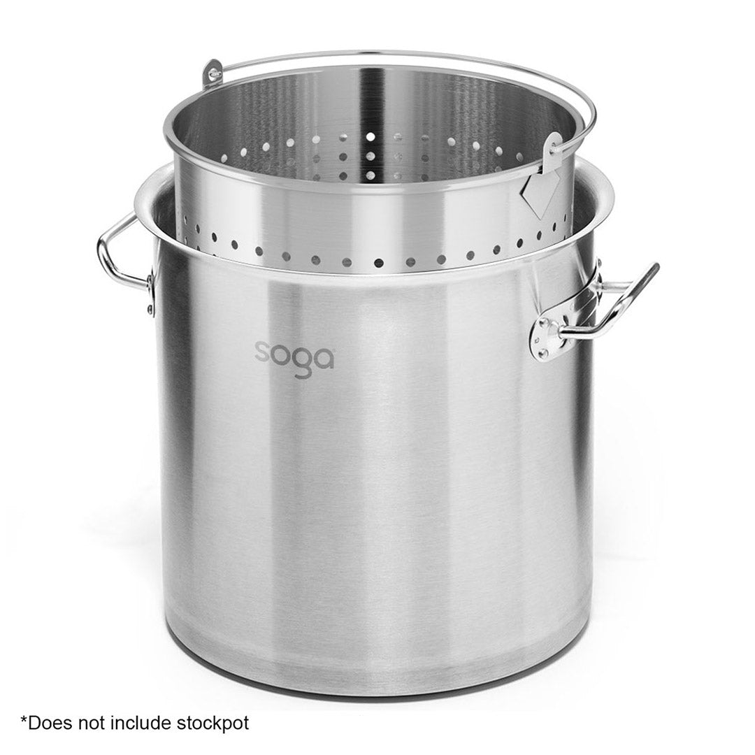SOGA 50L 18/10 Stainless Steel Perforated Stockpot Basket Pasta Strainer with Handle - AllTech