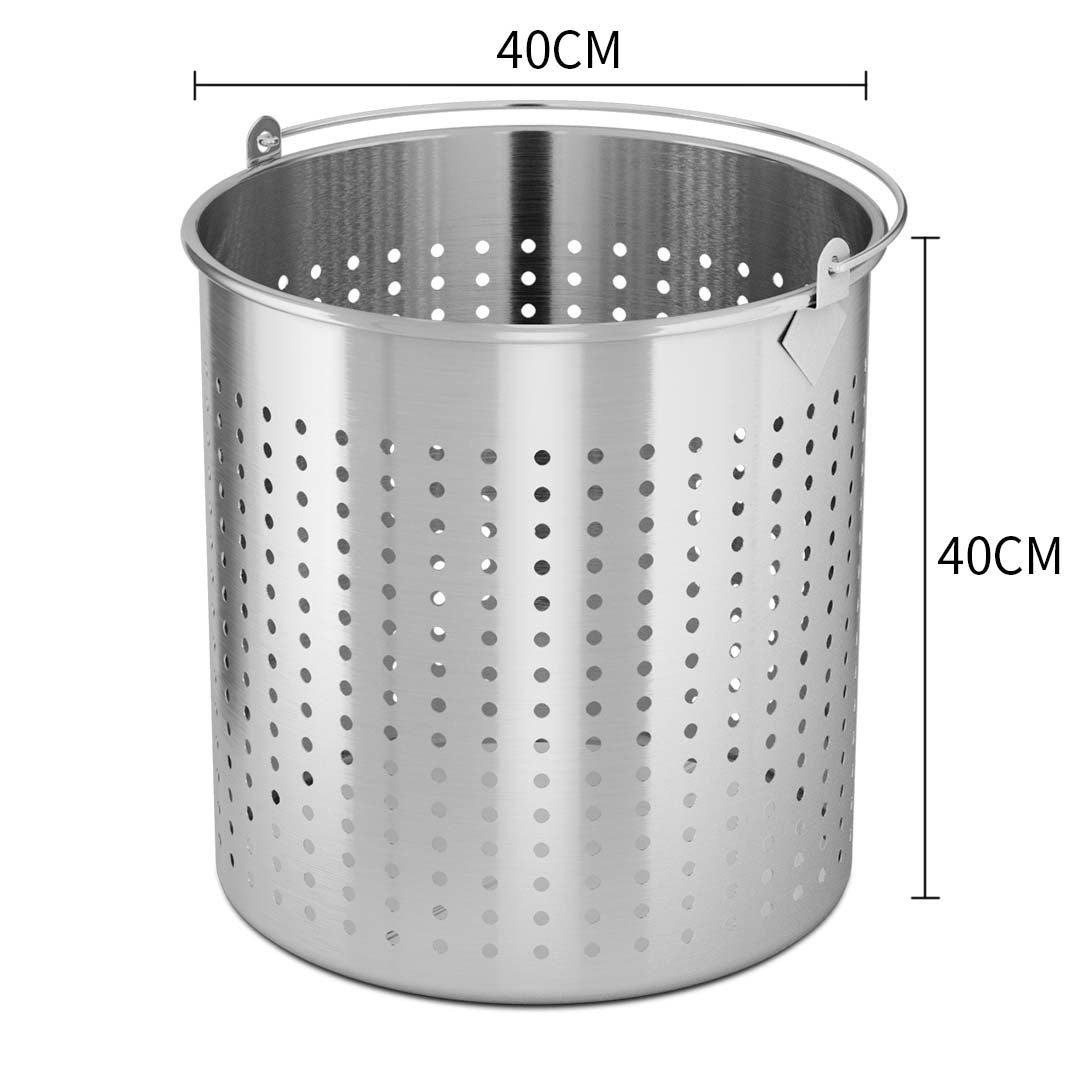 SOGA 50L 18/10 Stainless Steel Perforated Stockpot Basket Pasta Strainer with Handle - AllTech