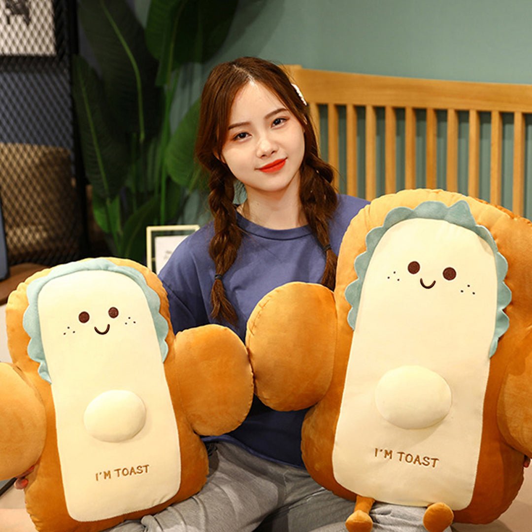 SOGA 58cm Smiley Face Toast Bread Cushion Stuffed Car Seat Plush Cartoon Back Support Pillow Home Decor - AllTech