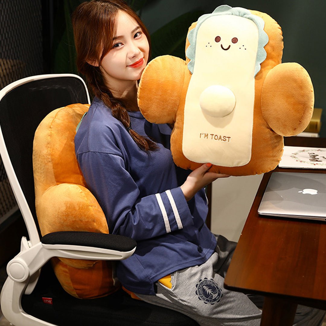 SOGA 58cm Smiley Face Toast Bread Cushion Stuffed Car Seat Plush Cartoon Back Support Pillow Home Decor - AllTech