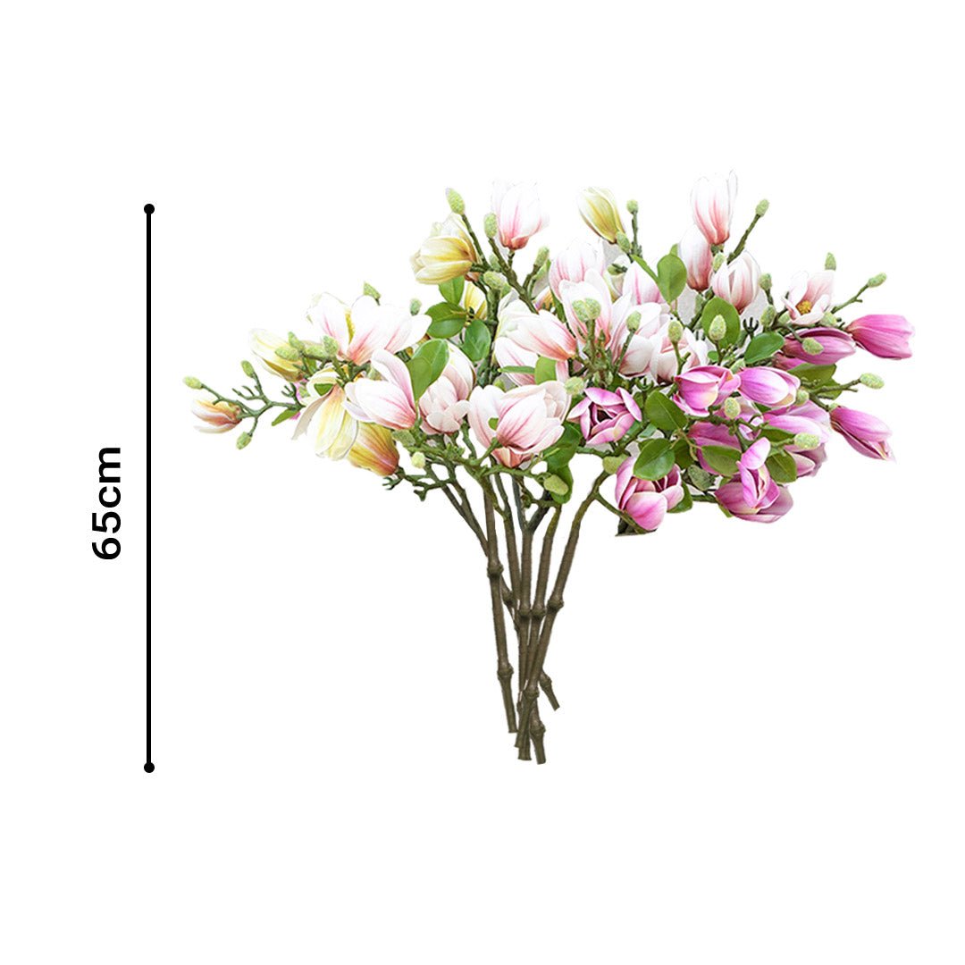 SOGA 6 Bunch Artificial Silk Magnolia denudata 4 Heads Flower Fake Bridal Bouquet Table Decor Purple - AllTech