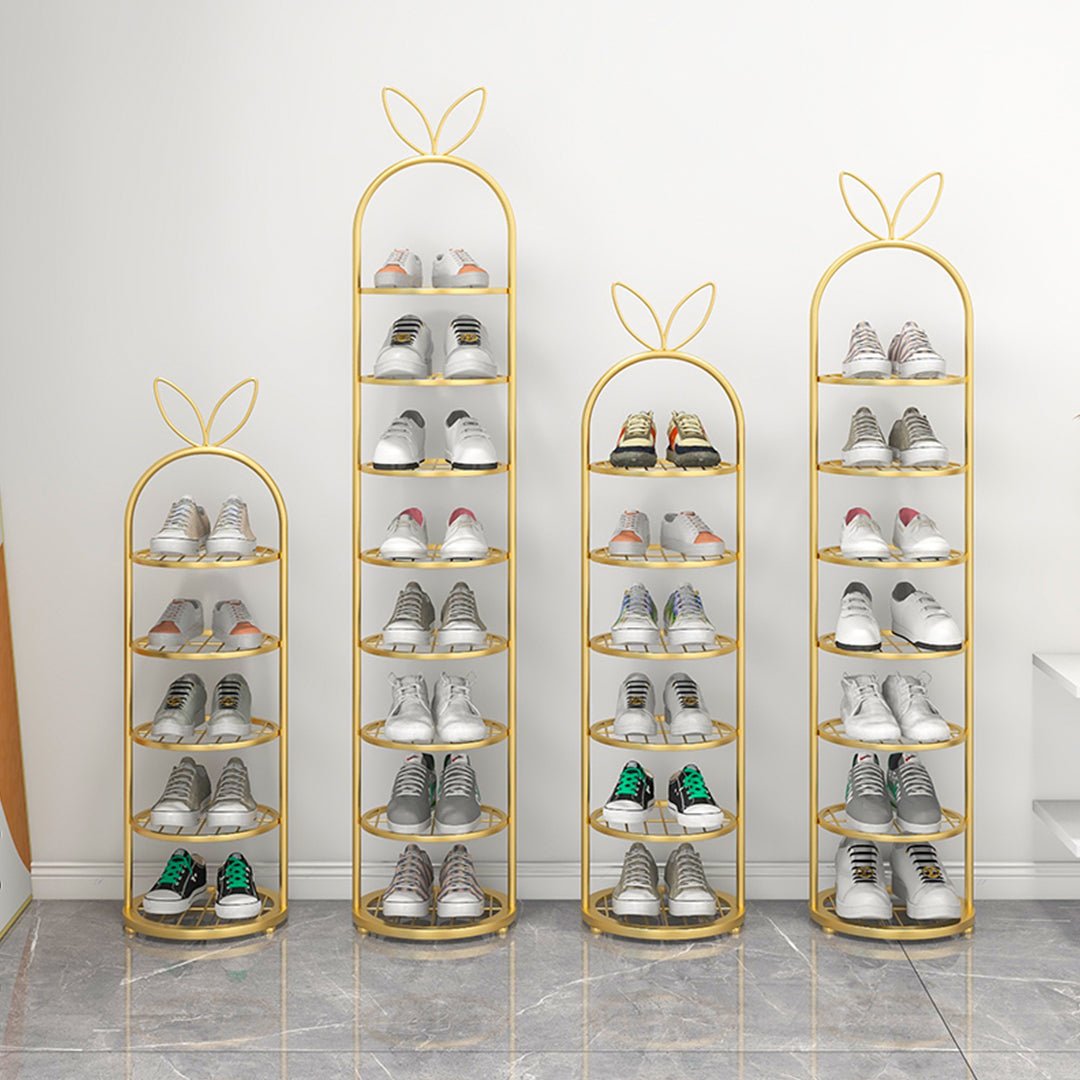 SOGA 7 Tier Bunny Ears Gold Plated Metal Shoe Organizer Space Saving Portable Footwear Storage Shelf - AllTech