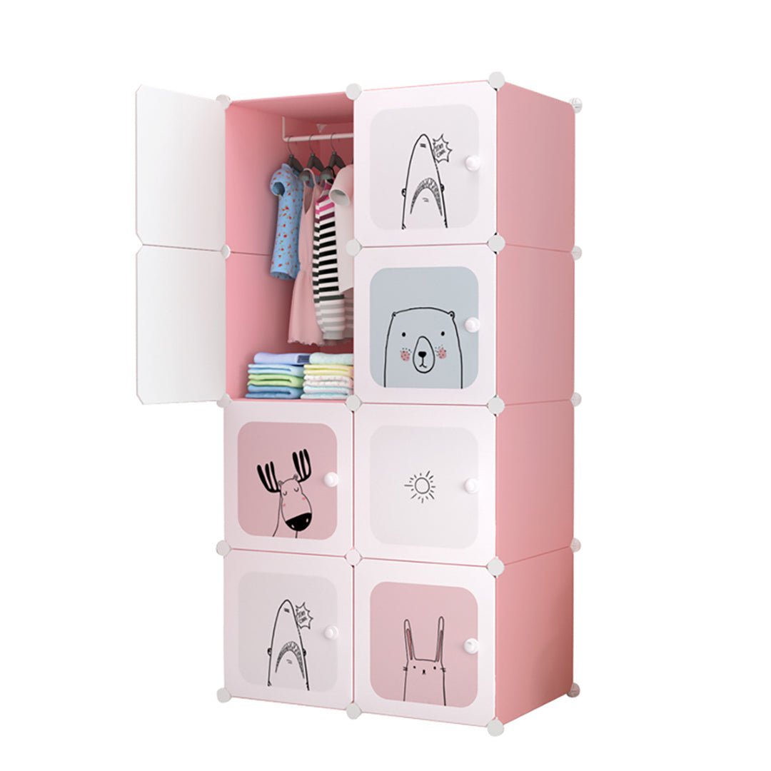 SOGA 8 Cubes Pink Portable Wardrobe Divide-Grid Modular Storage Organiser Foldable Closet - AllTech