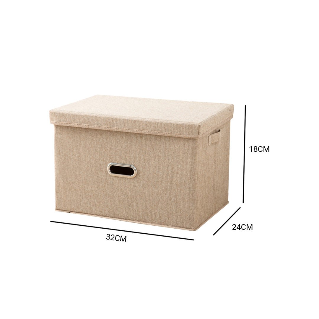 SOGA Beige Small Foldable Canvas Storage Box Cube Clothes Basket Organiser Home Decorative Box - AllTech