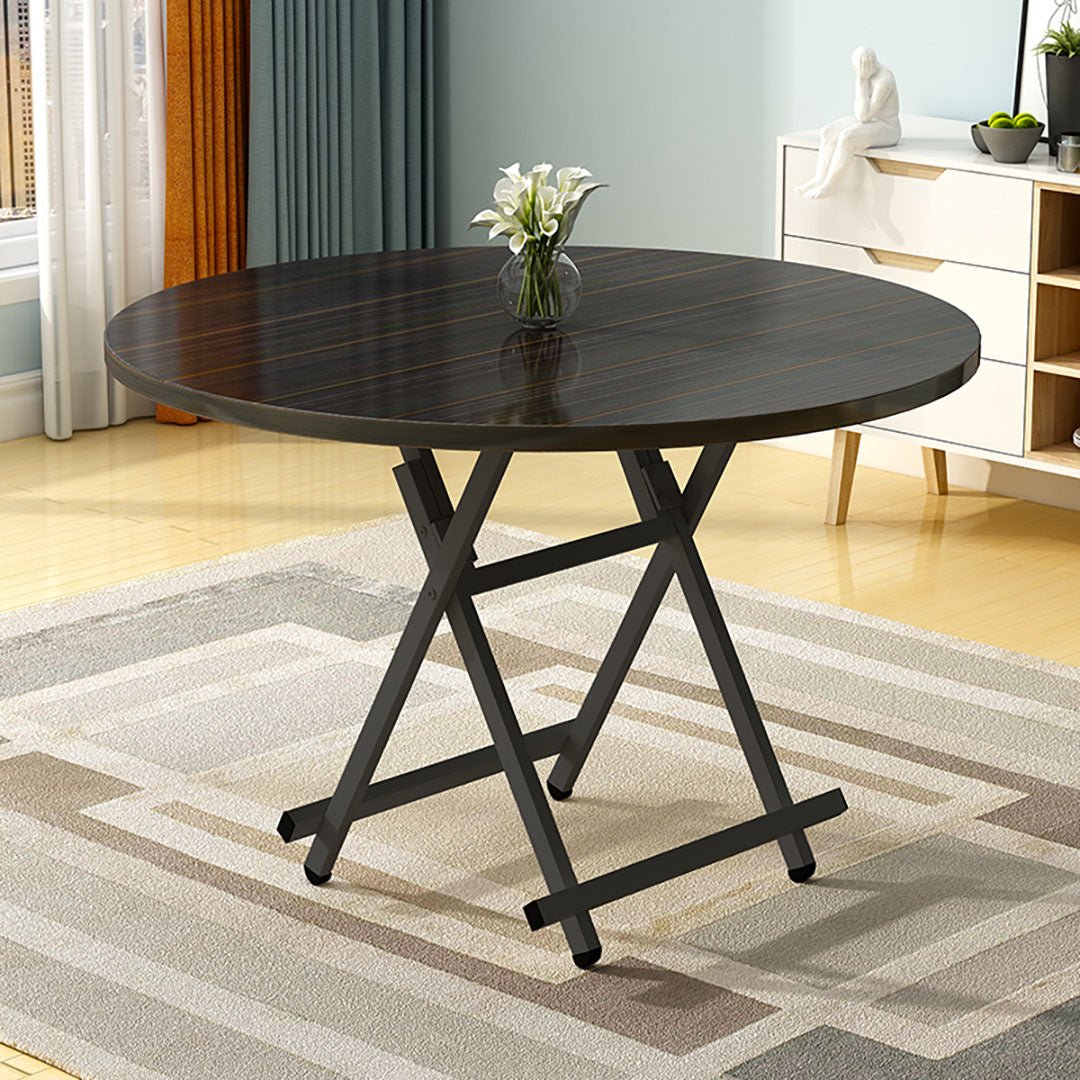 SOGA Black Dining Table Portable Round Surface Space Saving Folding Desk Home Decor - AllTech