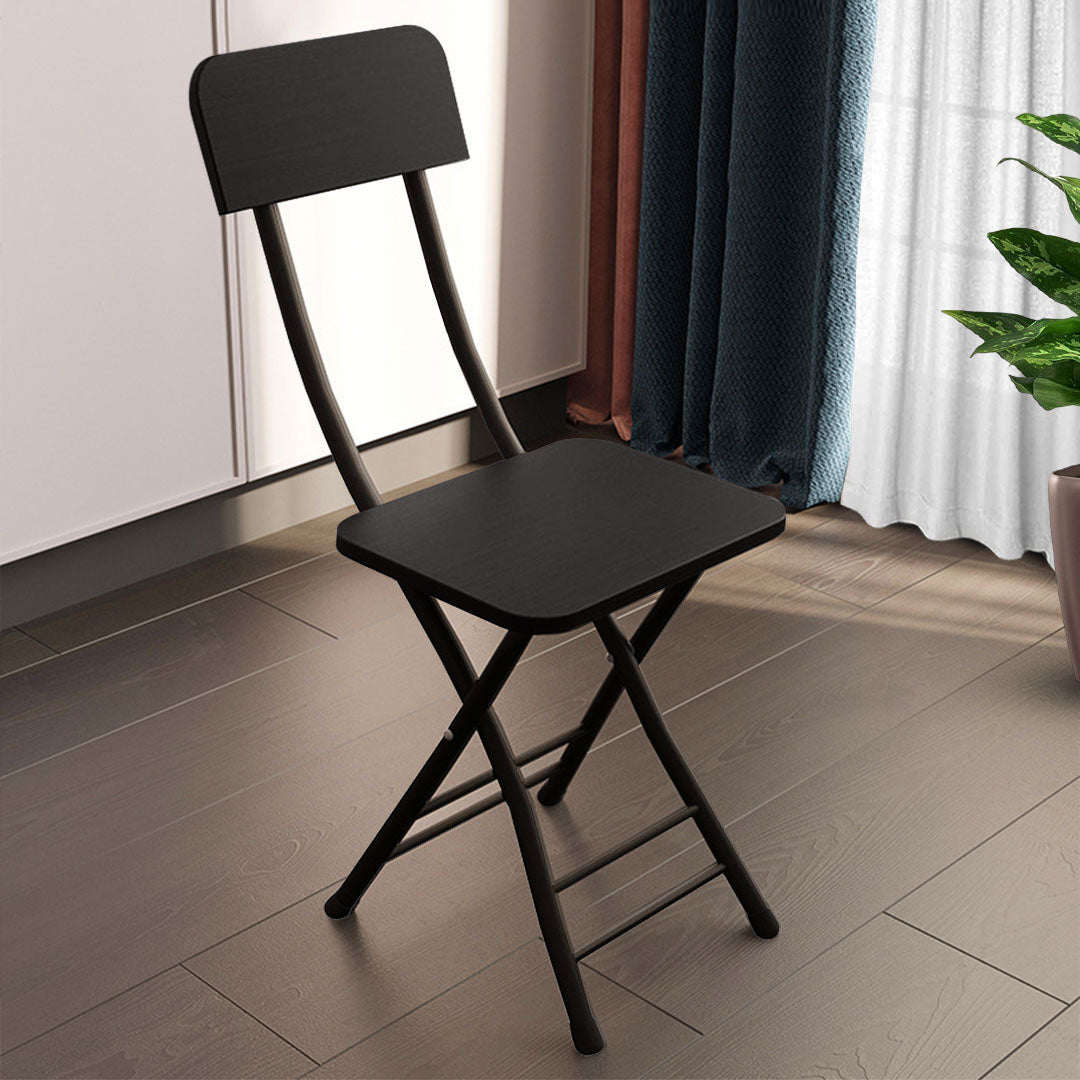 SOGA Black Foldable Chair Space Saving Lightweight Portable Stylish Seat Home Decor Set of 2 - AllTech