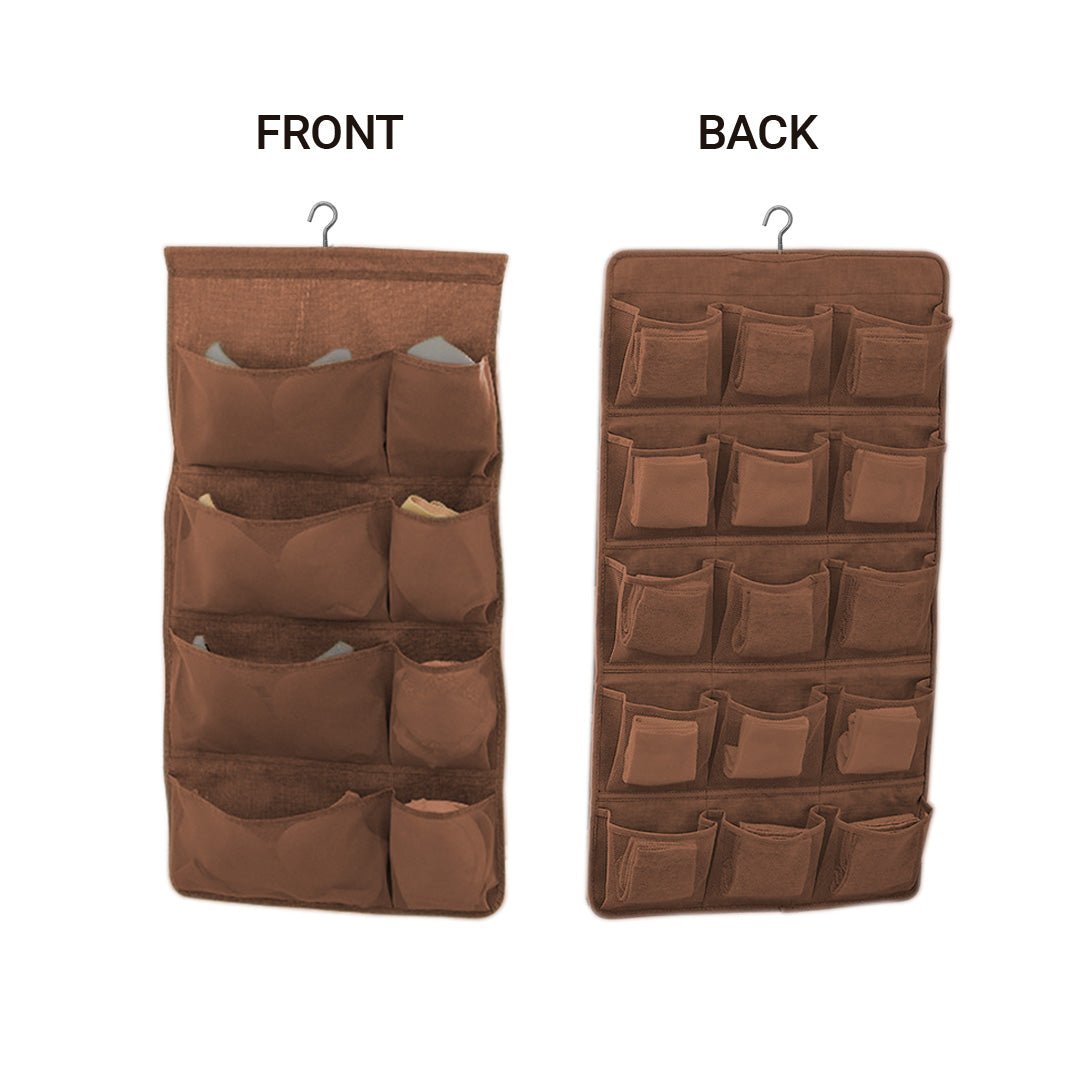 SOGA Coffee Double Sided Hanging Storage Bag Underwear Bra Socks Mesh Pocket Hanger Home Organiser - AllTech