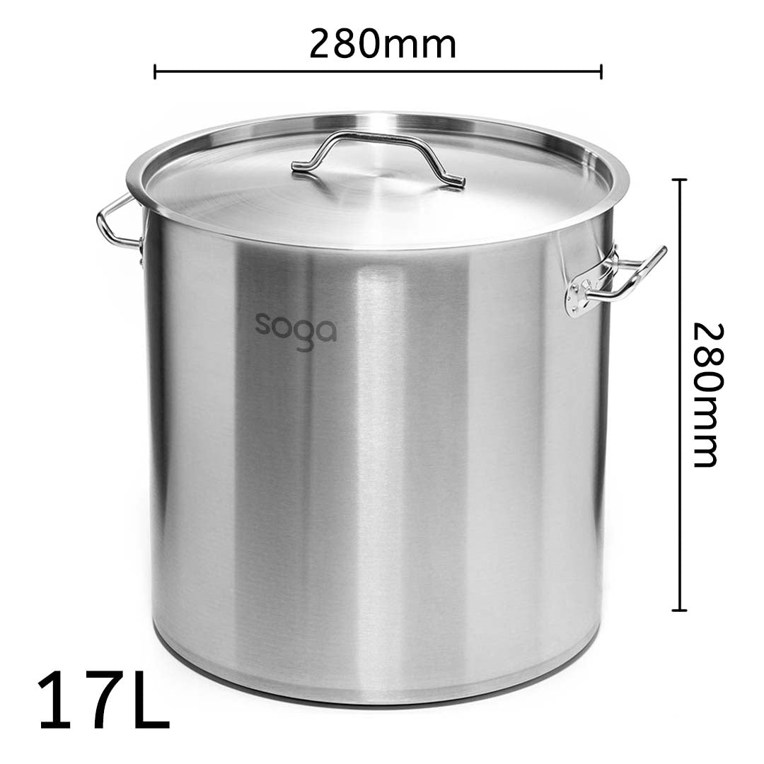 SOGA Dual Burners Cooktop Stove 14L and 17L Stainless Steel Stockpot Top Grade Stock Pot - AllTech