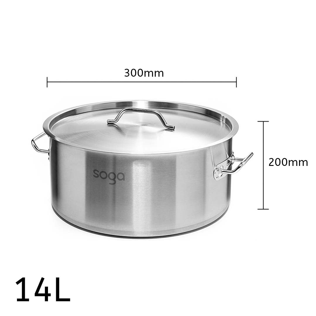 SOGA Dual Burners Cooktop Stove 14L and 17L Stainless Steel Stockpot Top Grade Stock Pot - AllTech
