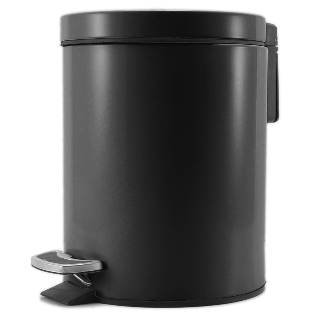 SOGA Foot Pedal Stainless Steel Rubbish Recycling Garbage Waste Trash Bin Round 12L Black - AllTech