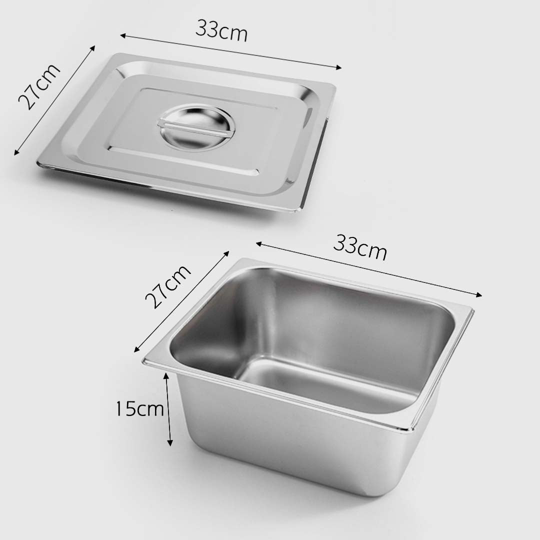 SOGA Gastronorm GN Pan Full Size 1/2 GN Pan 15cm Deep Stainless Steel With Lid - AllTech