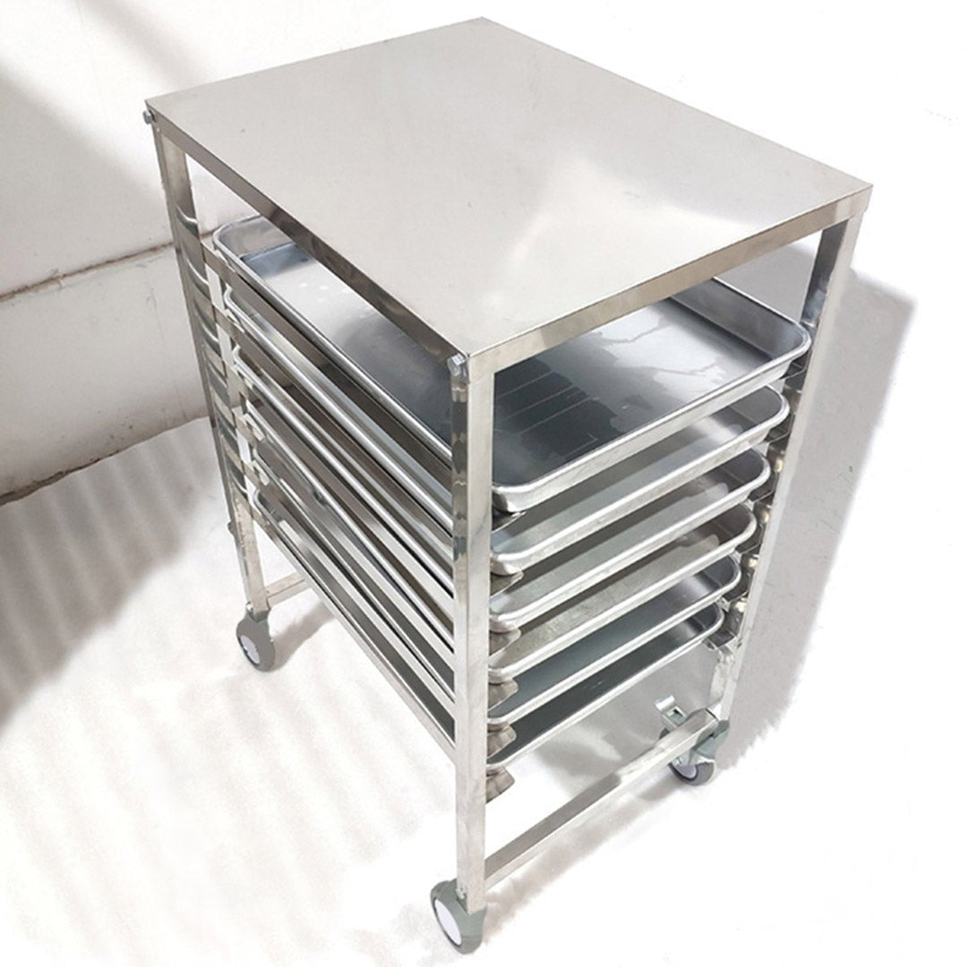 SOGA Gastronorm Trolley 7 Tier Stainless Steel Bakery Trolley Suits 60*40cm Tray with Working Surface - AllTech