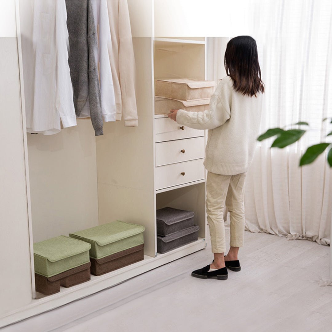 Grey Flip Top Underwear Storage Box Foldable Wardrobe Partition Drawer Home Organiser - AllTech